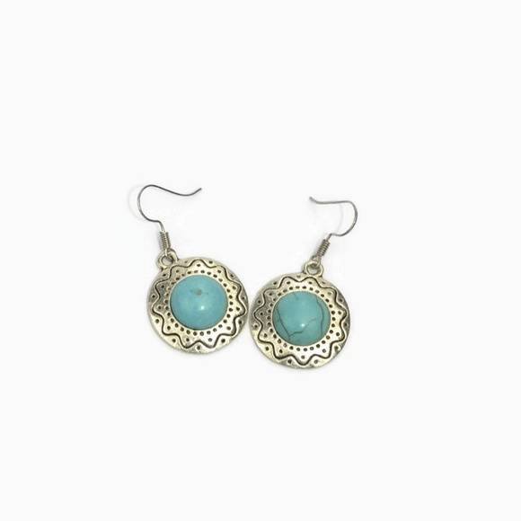 NEW Silver Turquoise Earrings - Picture 1 of 3